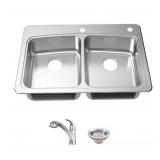 33" All In One Brushed Stainless Steel Sink