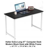 47" Halter Desk Black Top/ White Legs