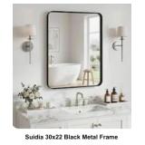 Suidia 30 X 22 Black Metal Frame Mirror
