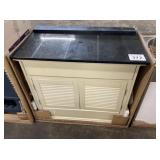 37" White Vanity With Black Vessel Sink Top