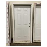 36" x 80" LH Steel 6-Panel Exterior Door