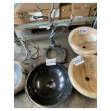 Wrought Iron Base w/ Black Vessel Sink