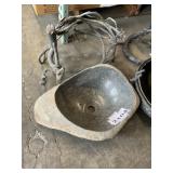Rustic Stone Sink Vessel & Wrought Iron Base
