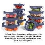 12pc Glass Meal Prep Food Storage Container-Blue