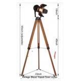 Vintage Wooden Tripod Floor Lamp