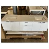 72" White Vanity With Gray Top