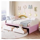 Platform Bed W/ Rainbow Clouds & Drawers