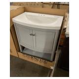 30" Gray Vanity w/ White Sink Top