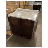 31"Brown Vanity w/ White/Gray Sink