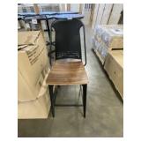 Bar Stool w/ Matte Black Powder & Wood Seat x2