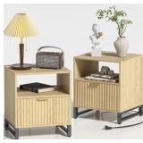 Demega Fluted Wood Nightstand