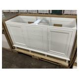 59" White Double Bowl Vanity Base