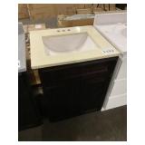 25" Dark Brown Vanity w/ Cream Sink Top
