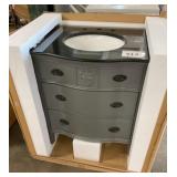 32" Gray Vanity With Black Single Sink Top
