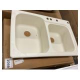 33" x 22" Bisque Dual Mount Double Bowl Sink