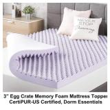 Queen 3" Egg Crate Memory Foam Mattress Topper