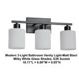 Modern 3 Light Bathroom Vanity Light (Black)