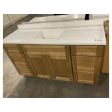 61" Light Brown Vanity w/ White Sink Top