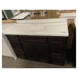 49" Dark Brown Vanity w/ Cream Sink Top
