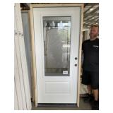 36" x 80" LH Steel 3/4 View Exterior Door in White