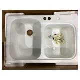 33" x 22" Double Bowl Composite Sink in White