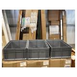 23.5" x 16" Heavy-Duty Stackable Gray Tote x 4