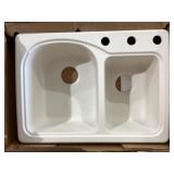 25" x 18" Composite Double Bowl Sink in White