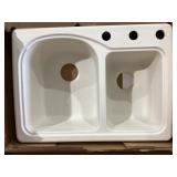25" x 18" Composite Double Bowl Sink in White
