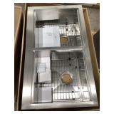 36" x 21" Dbl Bowl SS Sink w Accessories