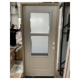 36" x 80" LH 3/4 View Steel Exterior Door in White
