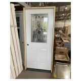 36" x 80" RH 1/2 View Steel Exterior Door in White