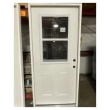 36" x 80" 1/2 View Steel LH Exterior Door in White
