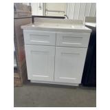 31"W Vanity Base in White with Single Sink Top