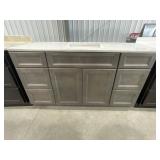 60"W Dark Brown Vanity w Single Sink Top