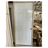 32" x 80" LH 6-Panel Steel Exterior Door-White
