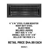 4" x 14" Steel Floor Register x4