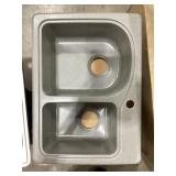 24" x 18" Composite Double Bowl Sink in Gray