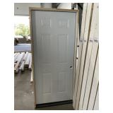 36" x 80" LH 6-Panel Steel Exterior Door in White