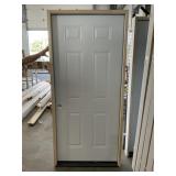 36" x 80" RH 6-Panel Steel Exterior Door in White