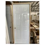 32" x 80" RH 6-Panel Steel Exterior Door-White