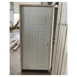 36" x 80" LH 3-Panel Steel Exterior Door in White
