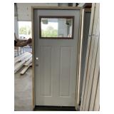 36" x 80" RH Steel 2-Panel Exterior Door in White