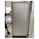 36" x 80" RH 3-Panel Steel Exterior Door in White
