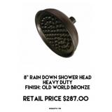 8" Rain Down Shower Head. Heavy Duty