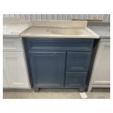 34"W Vanity Base in Navy Blue w Single Sink Top