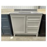36"W Vanity Base in Gray with Single Sink Top