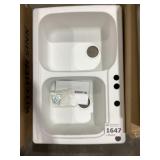 33" x 22" Composite Double Bowl Sink in White