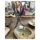 16" Stone Sink With Freestanding Iron Base