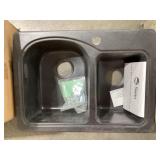 25" x 18" Composite Double Bowl Sink in Black