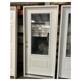36" x 80" RH 3/4 View Steel Exterior Door in White